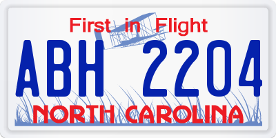 NC license plate ABH2204