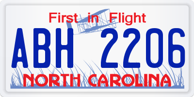 NC license plate ABH2206