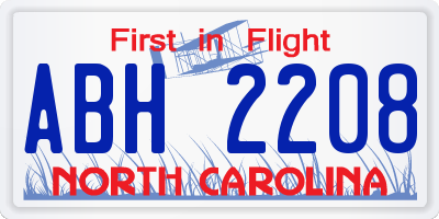 NC license plate ABH2208