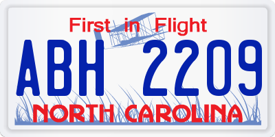 NC license plate ABH2209