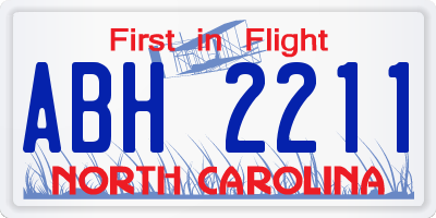 NC license plate ABH2211