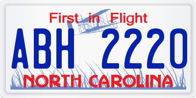 NC license plate ABH2220