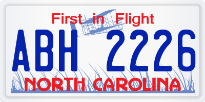 NC license plate ABH2226