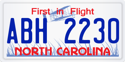 NC license plate ABH2230