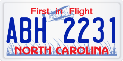 NC license plate ABH2231