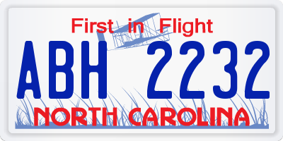 NC license plate ABH2232