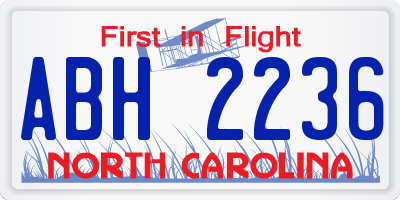 NC license plate ABH2236