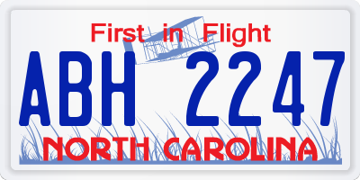 NC license plate ABH2247