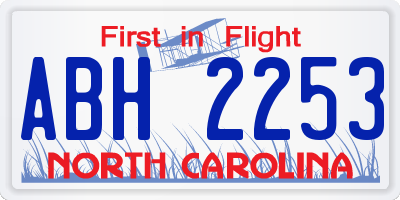 NC license plate ABH2253