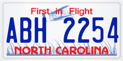 NC license plate ABH2254