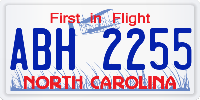 NC license plate ABH2255