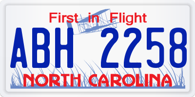 NC license plate ABH2258