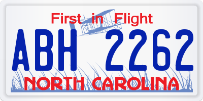 NC license plate ABH2262