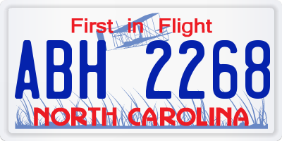 NC license plate ABH2268