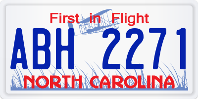 NC license plate ABH2271