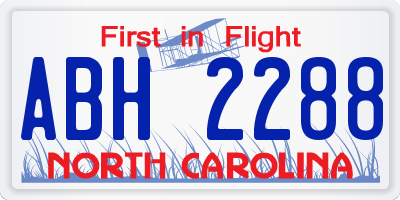 NC license plate ABH2288