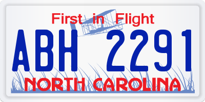 NC license plate ABH2291
