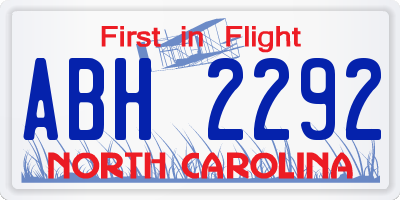 NC license plate ABH2292