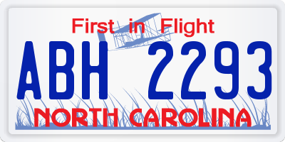 NC license plate ABH2293
