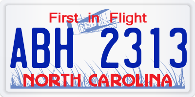 NC license plate ABH2313