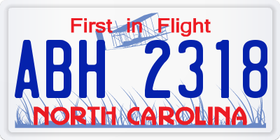 NC license plate ABH2318