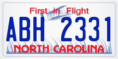 NC license plate ABH2331