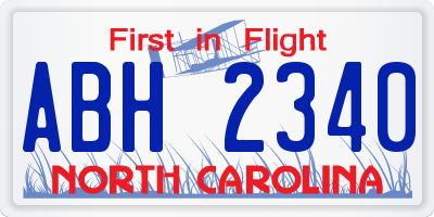 NC license plate ABH2340