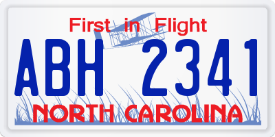 NC license plate ABH2341