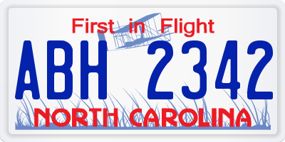 NC license plate ABH2342