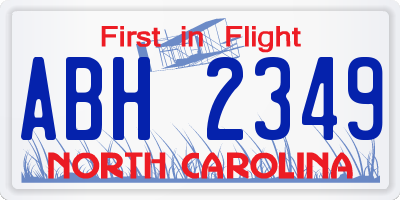 NC license plate ABH2349