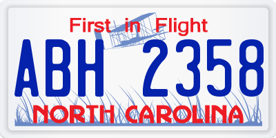 NC license plate ABH2358