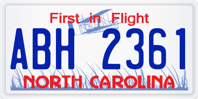 NC license plate ABH2361