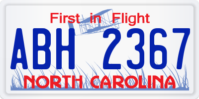 NC license plate ABH2367