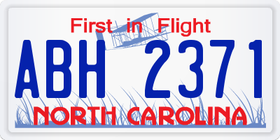 NC license plate ABH2371