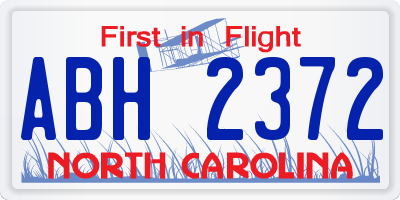 NC license plate ABH2372