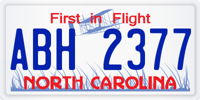 NC license plate ABH2377