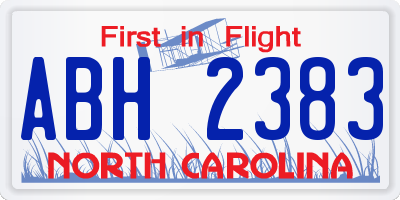 NC license plate ABH2383