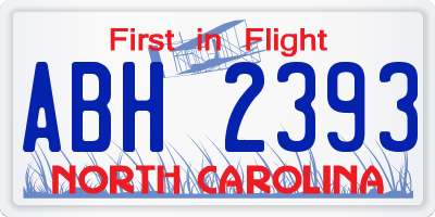 NC license plate ABH2393