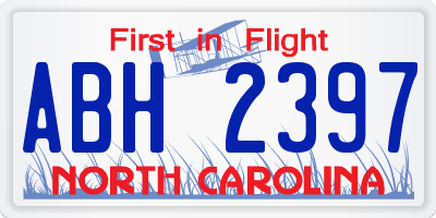 NC license plate ABH2397