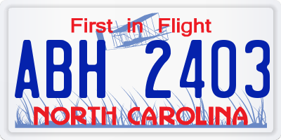 NC license plate ABH2403