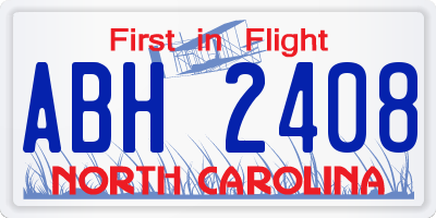 NC license plate ABH2408