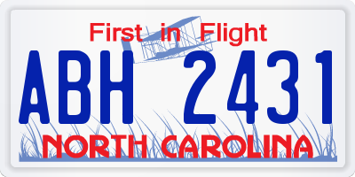 NC license plate ABH2431