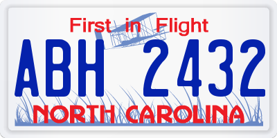 NC license plate ABH2432