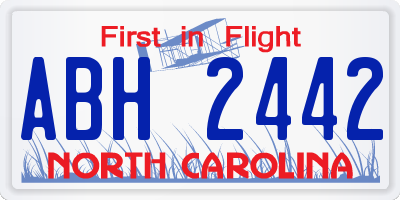 NC license plate ABH2442