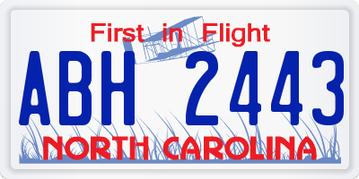 NC license plate ABH2443