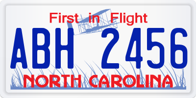NC license plate ABH2456