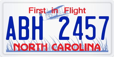 NC license plate ABH2457