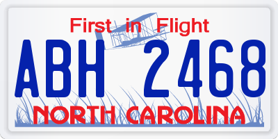 NC license plate ABH2468