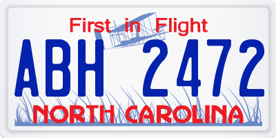 NC license plate ABH2472