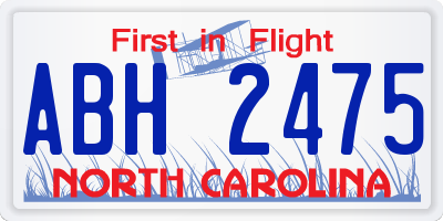 NC license plate ABH2475